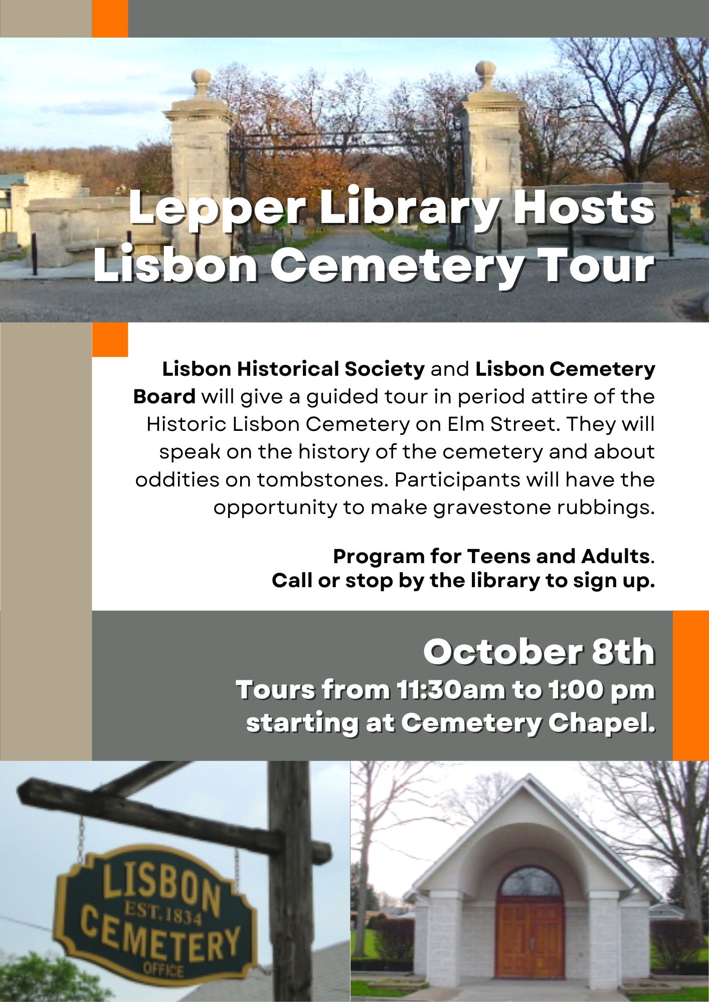 Lisbon Cemetery Tour & Grave Rubbings Events Farm and Dairy