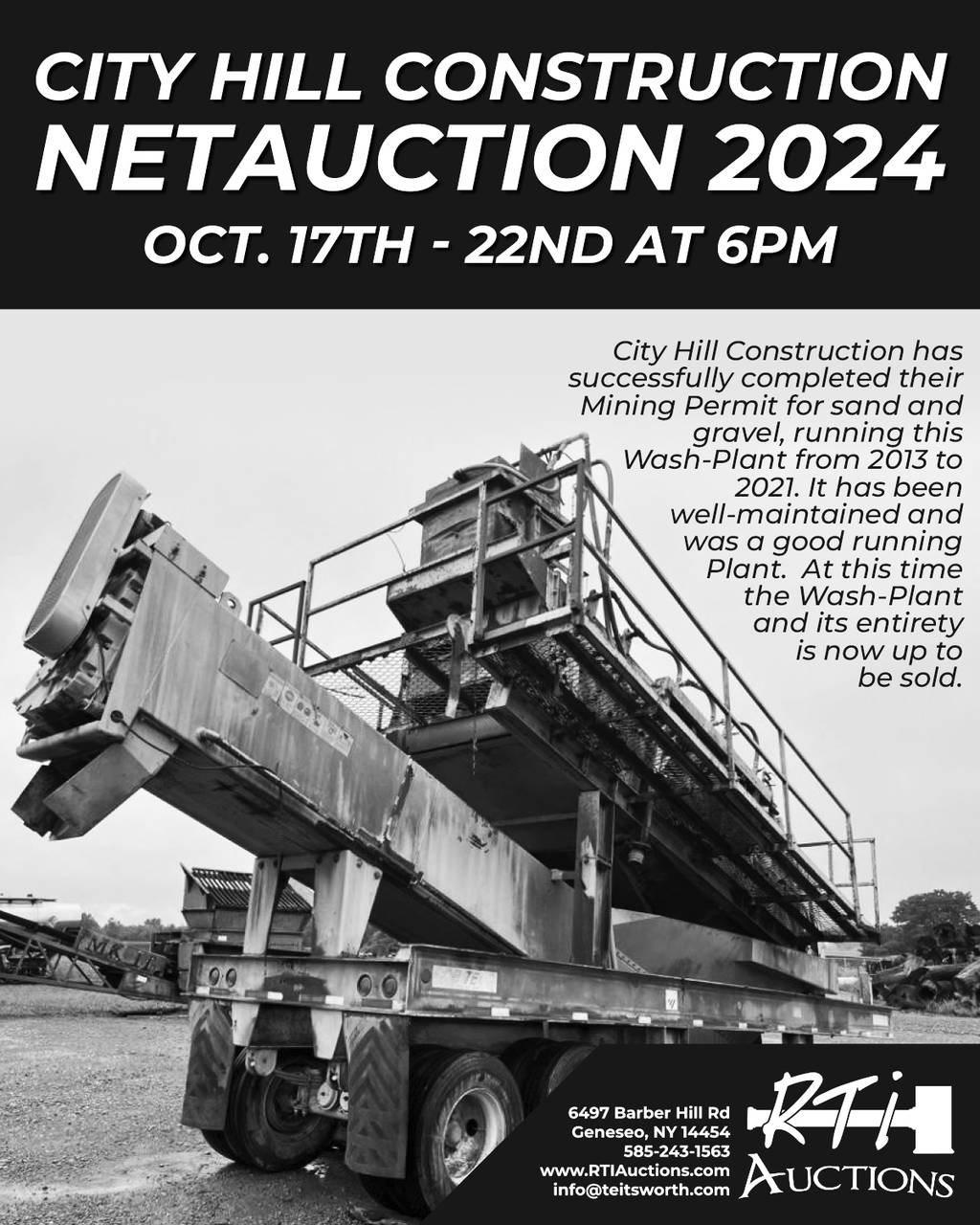 ONLINE 10/1710/22 at 6PM. Wash plant and misc. Auction Farm and Dairy
