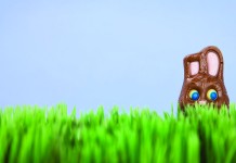 Easter spending: Peter Cottontail is on a budget chocolate bunny in grass