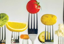 10 ways to eat 7 servings of fruits and vegetables every day fruits and vegetables on forks