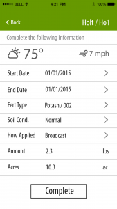 The app was designed to be easy for farmers to input the type of nutrient and how much will be applied right from their smartphone and provide instant data for record keeping.