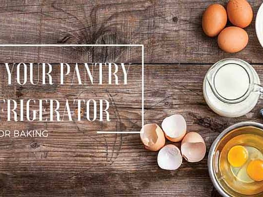 How to keep your pantry and refrigerator stocked for baking milk, eggs, flour, butter and rolling pin