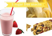 How to make 3 sugar free snacks smoothie, banana and granola collage