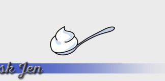 Ask Jen text with spoonful of yogurt graphic