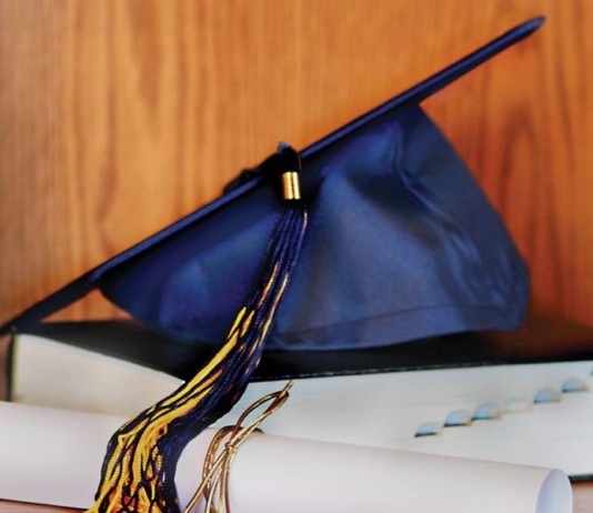 graduation mortarboard and diploma