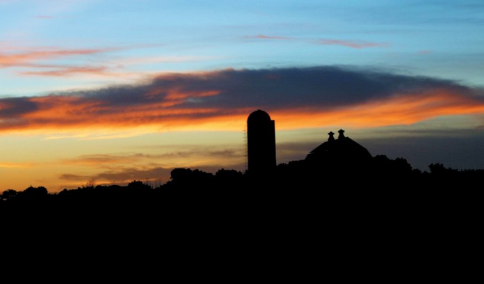 sunrise over farm