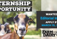 We’re looking for a 2017 summer intern Farm and Dairy internship