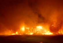 Rogers’ fire levels pavilion Rogers fire