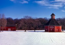 Cold fronting snowy farm