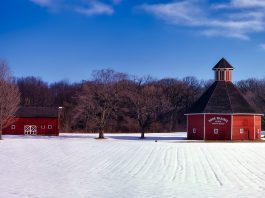 Cold fronting snowy farm