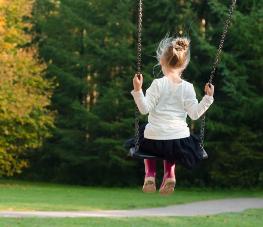 Sometimes, you stand your ground girl on swingset