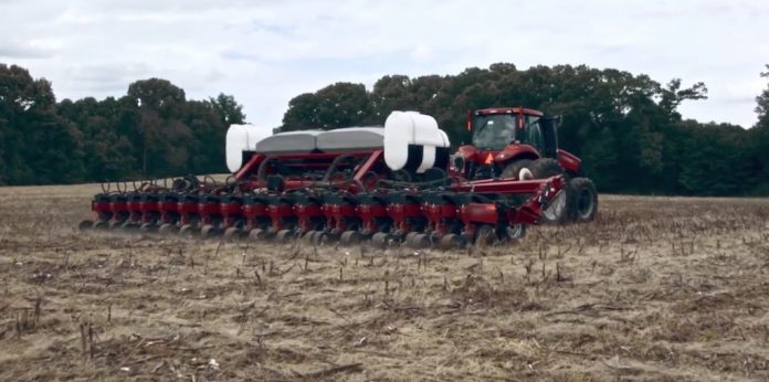 soybean planter in field