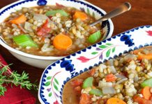 Barley Lentil Soup Barley Lentil Soup in a bowl and turrine