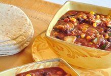 Burrito Soup Two Bowls of Burrito Soup with tortillas