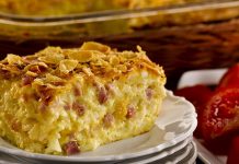 Layered Brunch Casserole A piece of Layered Brunch Casserole