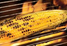 Maple Grilled Corn Maple Grilled Corn in the grill.