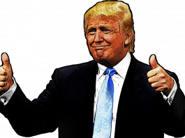 Donald trump cartoon with thumbs up