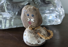 The family archives Kym Seabolt's cat craft made out of rocks