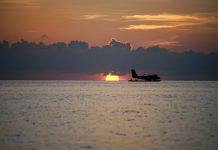 Birds, boats and big adventure sunset over water