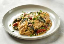 Tuscan Stuffed Chicken Sheet Pan Dinner
