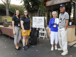 Scholarship winners Kylie Phillips and Chandler Steele pose with Virginia and Mick Colvin.