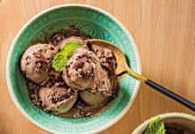 Peppermint Chocolate “Nice Cream” A bowl of Peppermint Chocolate "Nice Cream"