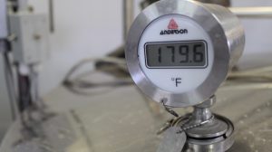 temperature reading on pasteurizer