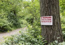 Ohio state senator brings back purple paint bill no trespassing sign