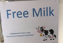 Columbiana County business donates milk to needy donation sign