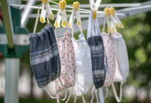 What to do with masks while eating or drinking masks on a clothes line