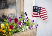 Country should unite to buy American american flag in a flower box