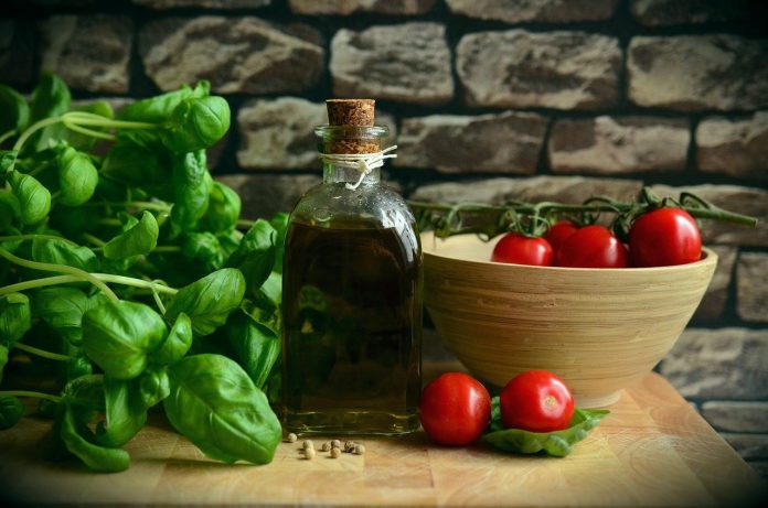 olive oil, tomato, basil