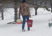 Winter watering systems important part of livestock farms frozen bucket