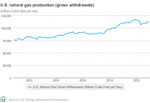 Annual US natural gas production drops in 2020