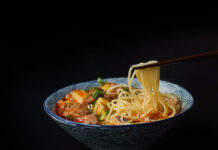 Noodle Bowl with Spicy Almond Sauce