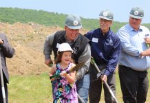 Nicholas Meat breaks ground on new ‘sustainable’ waste treatment plant little girl shoveling dirt while wearing a hard hat