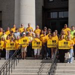 Grassroots groups hopeful about passage of Ohio Senate Bill 52 group of anti-wind folks on steps in Ohio