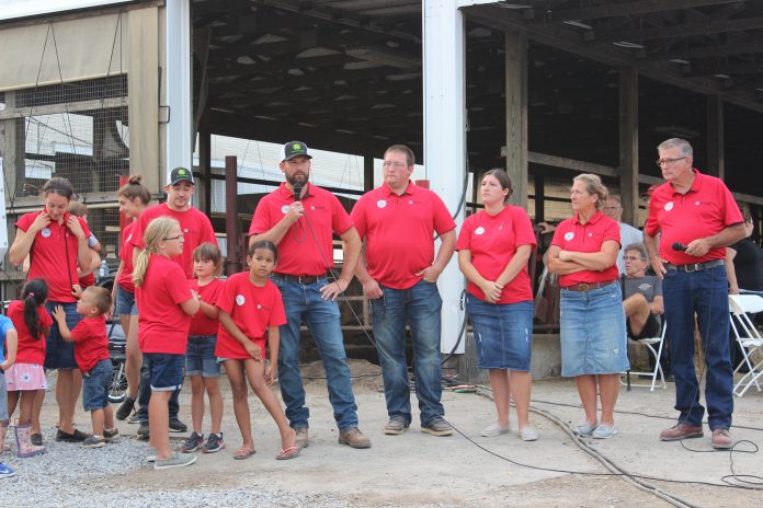 The Dotterer family addresses the crowd at the 2021 Dairy Twilight Tour.