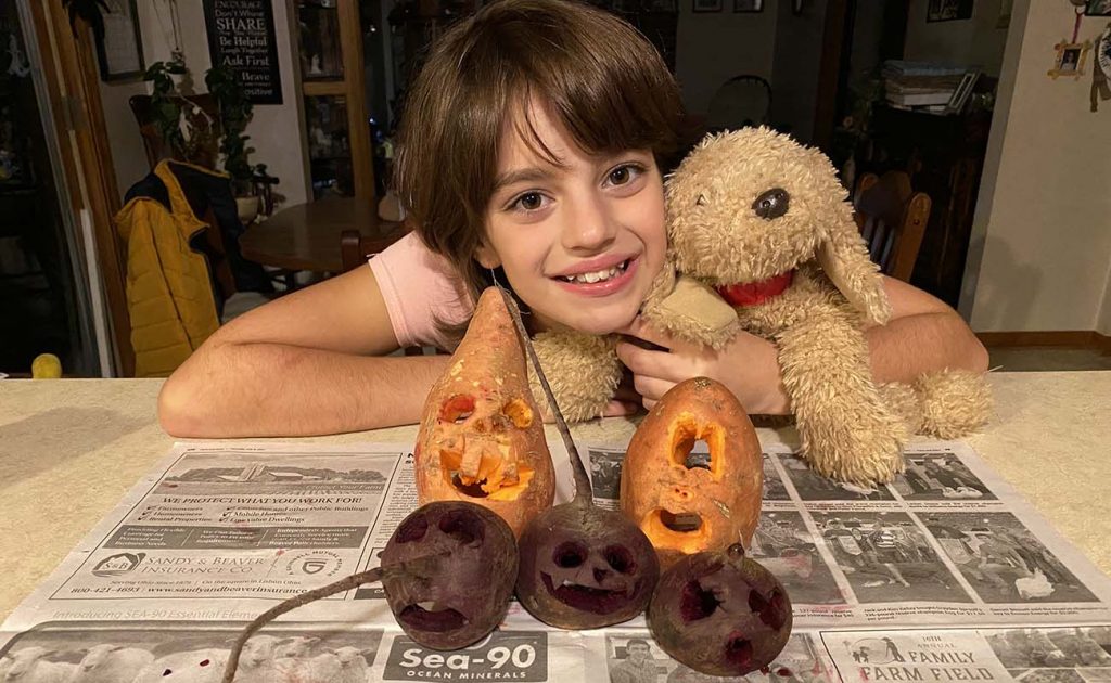 Vayda with our original jack-o-lanterns