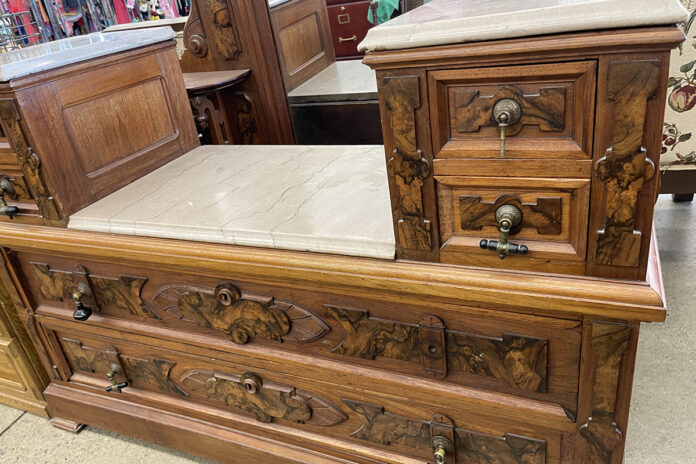 walnut and marble topped Eastlake Vanity Dresser circa 1880