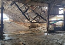 Community supports Montgomery Dairy Farm, last dairy in Ohio township, after barn collapse A barn with a collapsed roof.