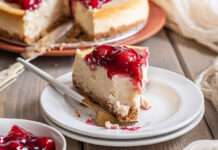 French Vanilla Cheesecake Topped With Cherries French Vanilla Cheesecake Topped With Cherries