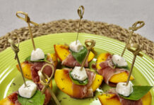 Peach Skewers with Basil and Mozzarella