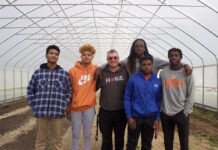 Mansfield students explore ag through new career tech program Five students and a teacher stand in a high tunnel