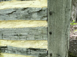 Many arms (and legs) were required at a house raising log construction