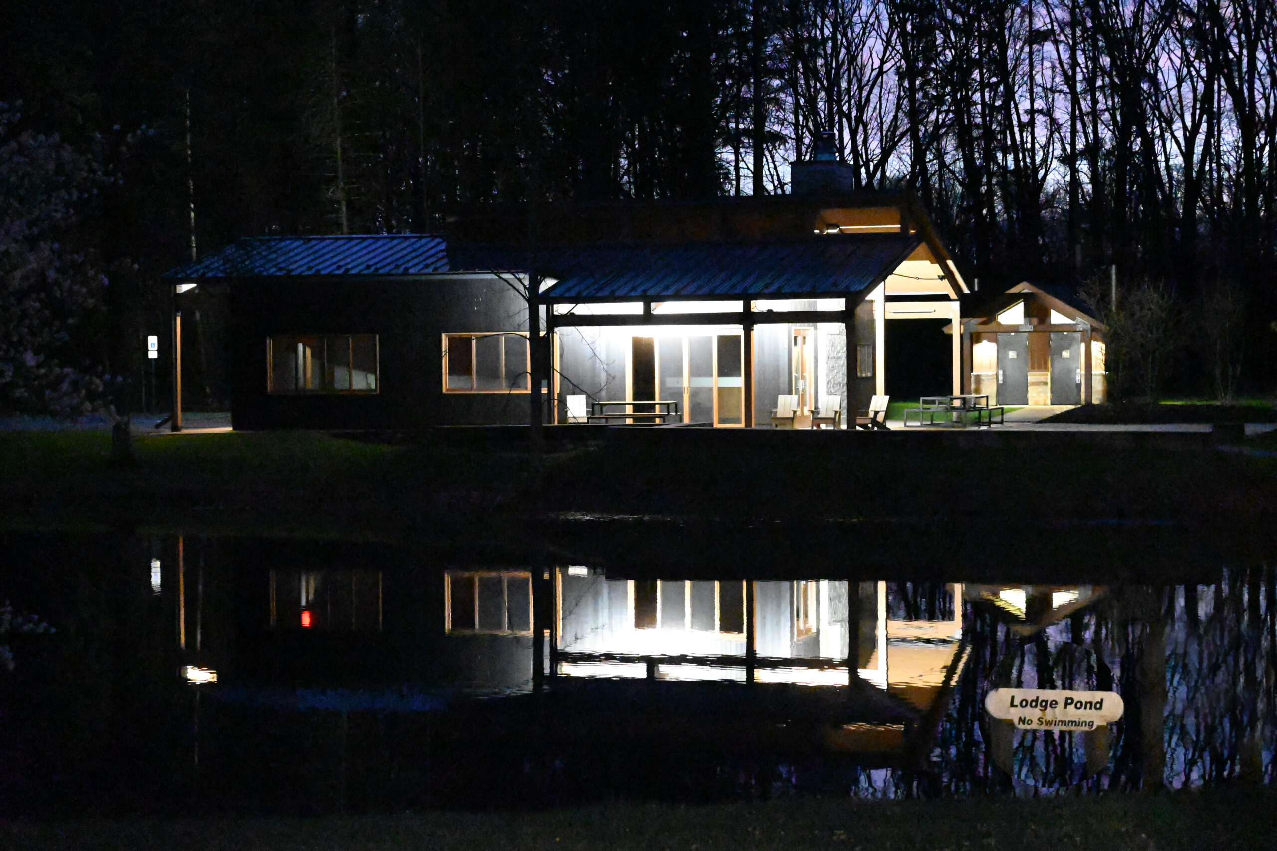 illuminated building
