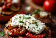 Garlicky Eggplant on Whipped Feta