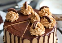 Dark Chocolate Fudge and Peanut Butter Cake