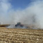 Record dryness raises fire risk for Ohio farmers during harvest fire in field