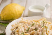 Easy Fettuccine with Smoked Salmon, Peas and Toasted Georgia Pecans